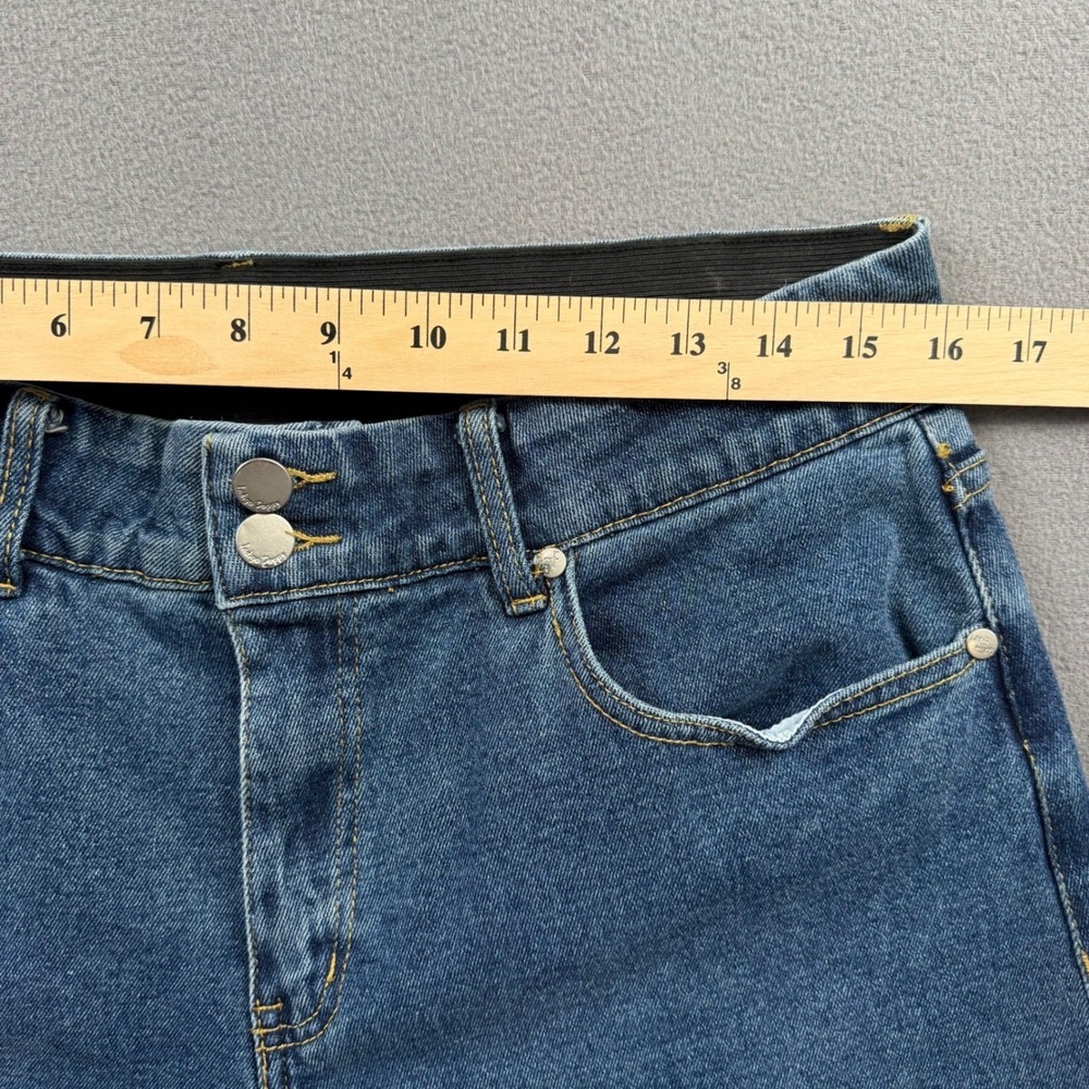 Indigo Poppy Elastic Waist Barrel Leg Jeans Medium Wash Size 12 EUC - Picture 11 of 12